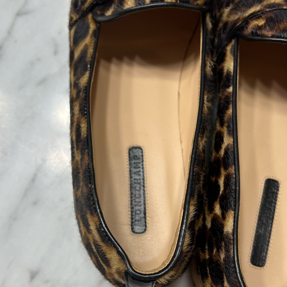 Longchamp Calf Hair Animal Print Penny Loafer size 38 Le Pliage Women - Picture 8 of 11